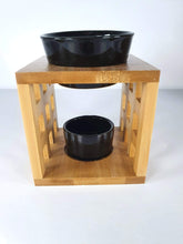 Load image into Gallery viewer, Ceramic and Wood Wax Melt Burner Black BURN013 Harbourside Gifts
