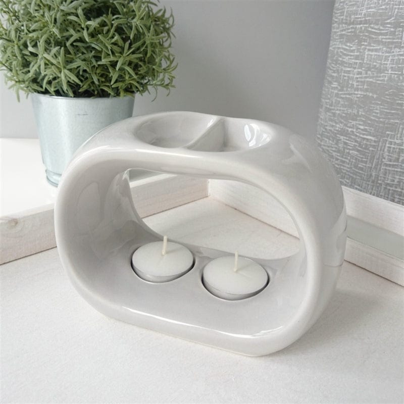 Ceramic Modern Duo Wax Melt Warmer Burner - Grey OB70110G eScential