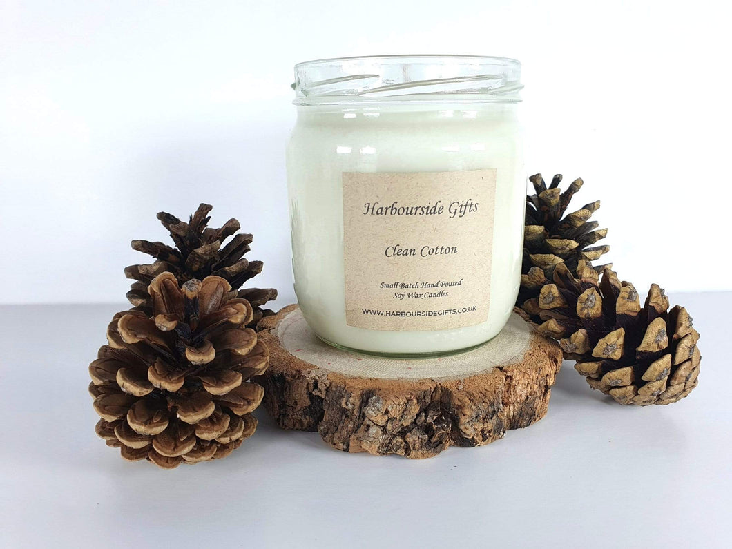 Clean Cotton Scent Hand Poured Soy Wax Candle 330g CC330 Harbourside Gifts