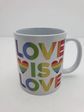 Load image into Gallery viewer, Decorated 340ml Ceramic Tea Coffee Mug Love Is Love LGBTQ Design Ideal gift Harbourside Gifts
