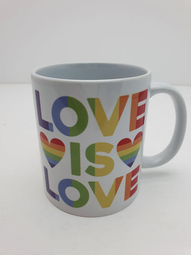 Decorated 340ml Ceramic Tea Coffee Mug Love Is Love LGBTQ Design Ideal gift Harbourside Gifts