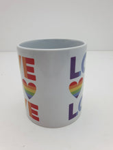 Load image into Gallery viewer, Decorated 340ml Ceramic Tea Coffee Mug Love Is Love LGBTQ Design Ideal gift Harbourside Gifts
