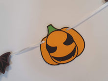 Load image into Gallery viewer, Halloween Bunting Pumpkins and Bats Handmade 2.4m approx Layered Card HBUN1 Harbourside Gifts
