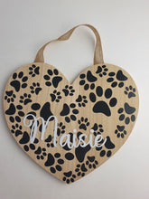 Load image into Gallery viewer, Personalised Dog Lovers &quot;Paws&quot; Wooden Heart Wall Plaque Dog Heart Harbourside Gifts
