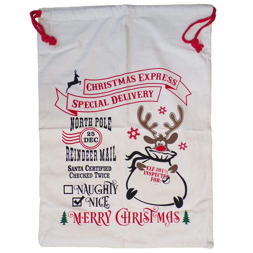 Personalised Reindeer Christmas Sack Present Santa Xmas Gift Bag Stocking RDSACK1 Unbranded