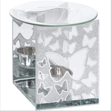 Load image into Gallery viewer, Silver Glitter Butterfly Wax Melter and Oil Burner SPAR02 eScential
