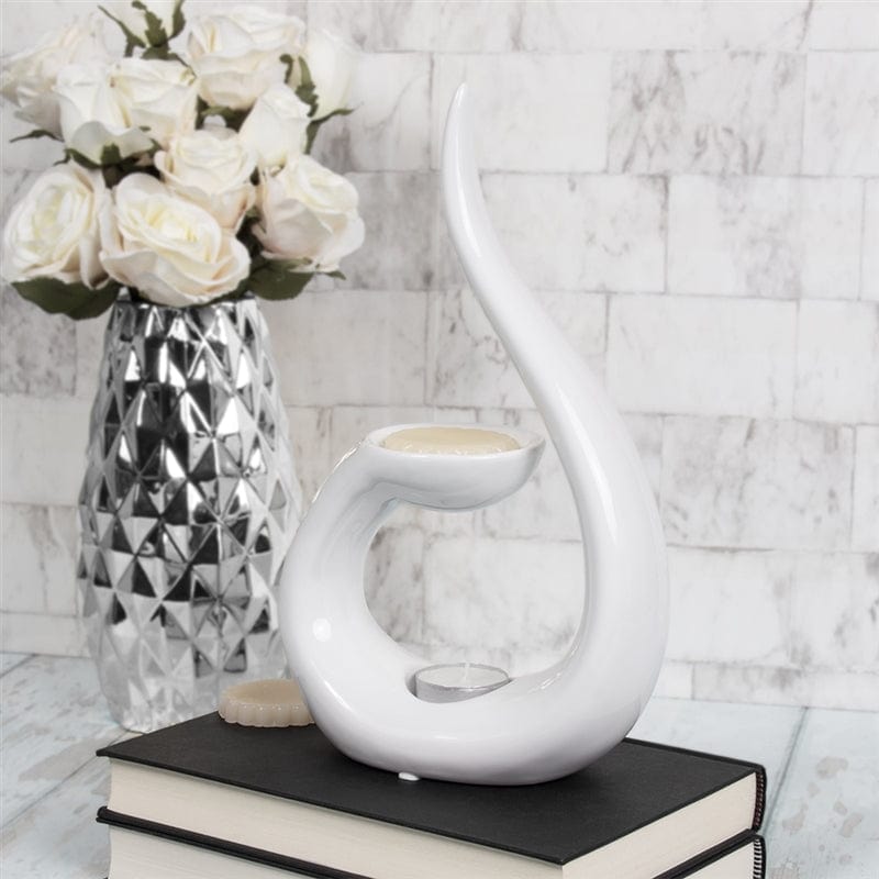 Sqwirl Ceramic White Wax Melt and Oil Burner - Large 29cm SPAR49 eScential