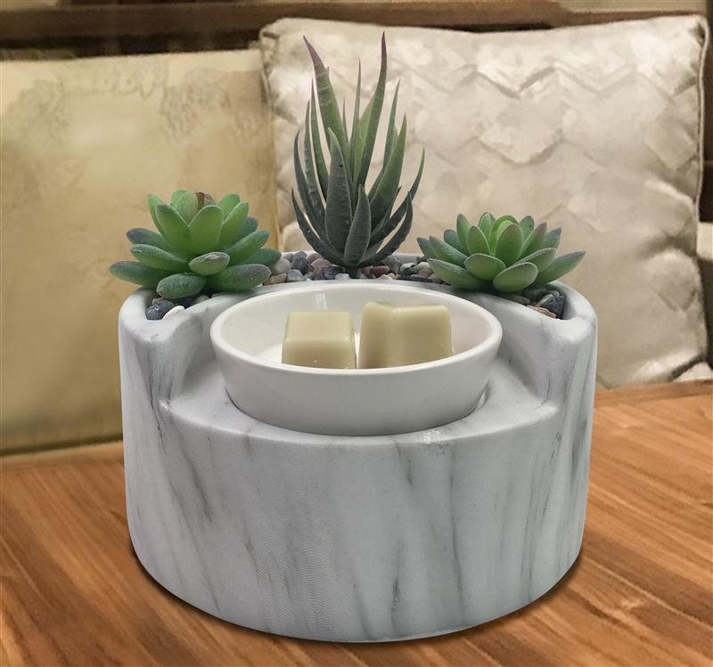 Succulent Garden Electric Wax Melter or Essential Oil in Marble Effect Body L7301N Sense Aroma