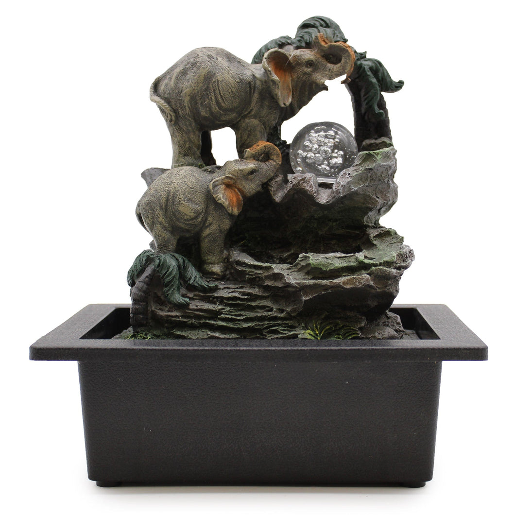 Tabletop Water Feature - Elephant Family with Light WATERF07 Harbourside Gifts