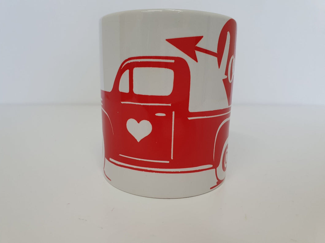 Valentines Hand Decorated 340ml Ceramic Tea Coffee Mug Gift Idea Love Truck Harbourside Gifts